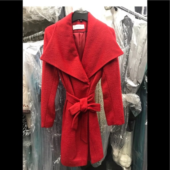T tahari wool poppy red coat outer wear NWT - Picture 3 of 8